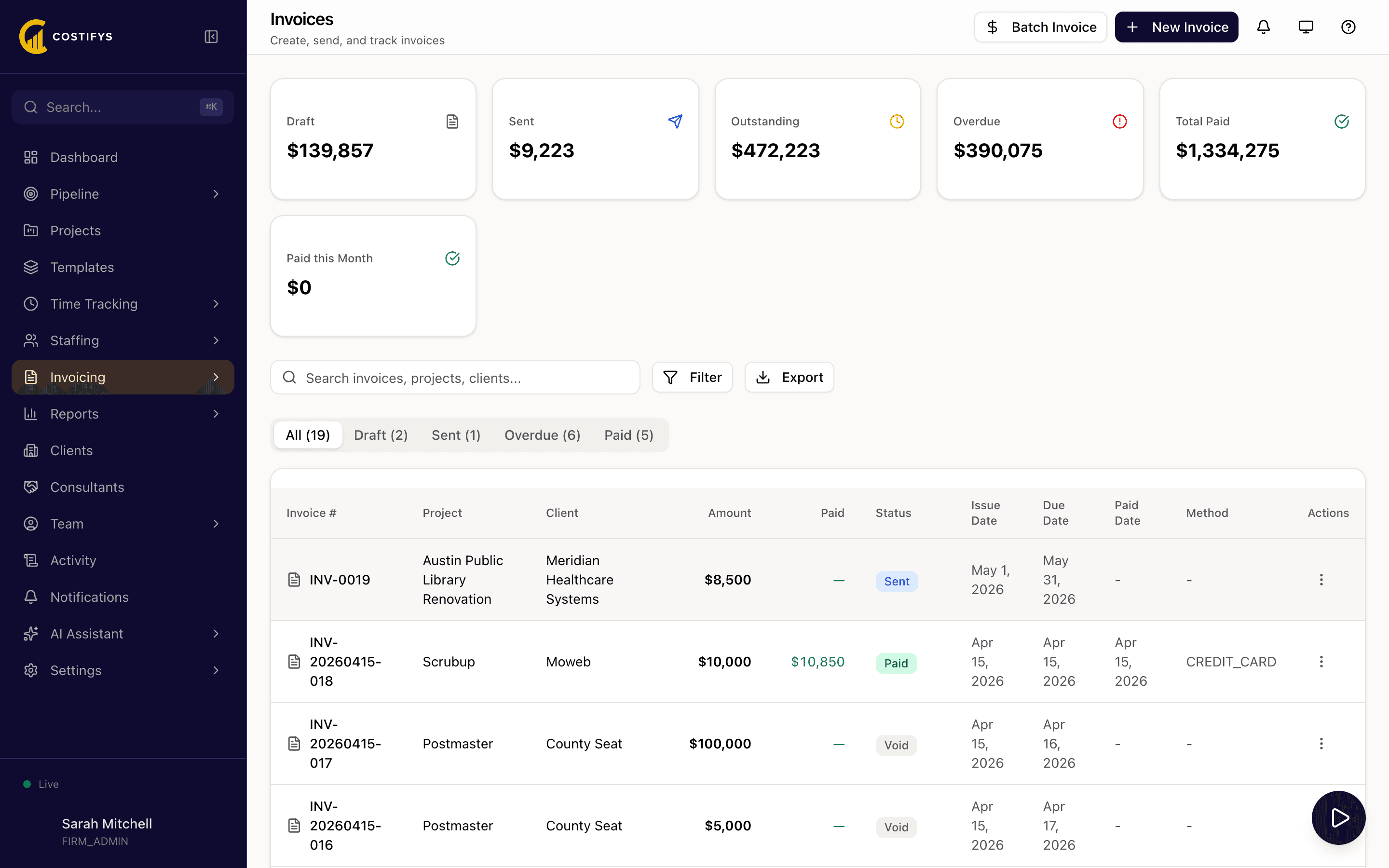 Invoicing & Payments - Costifys app screenshot