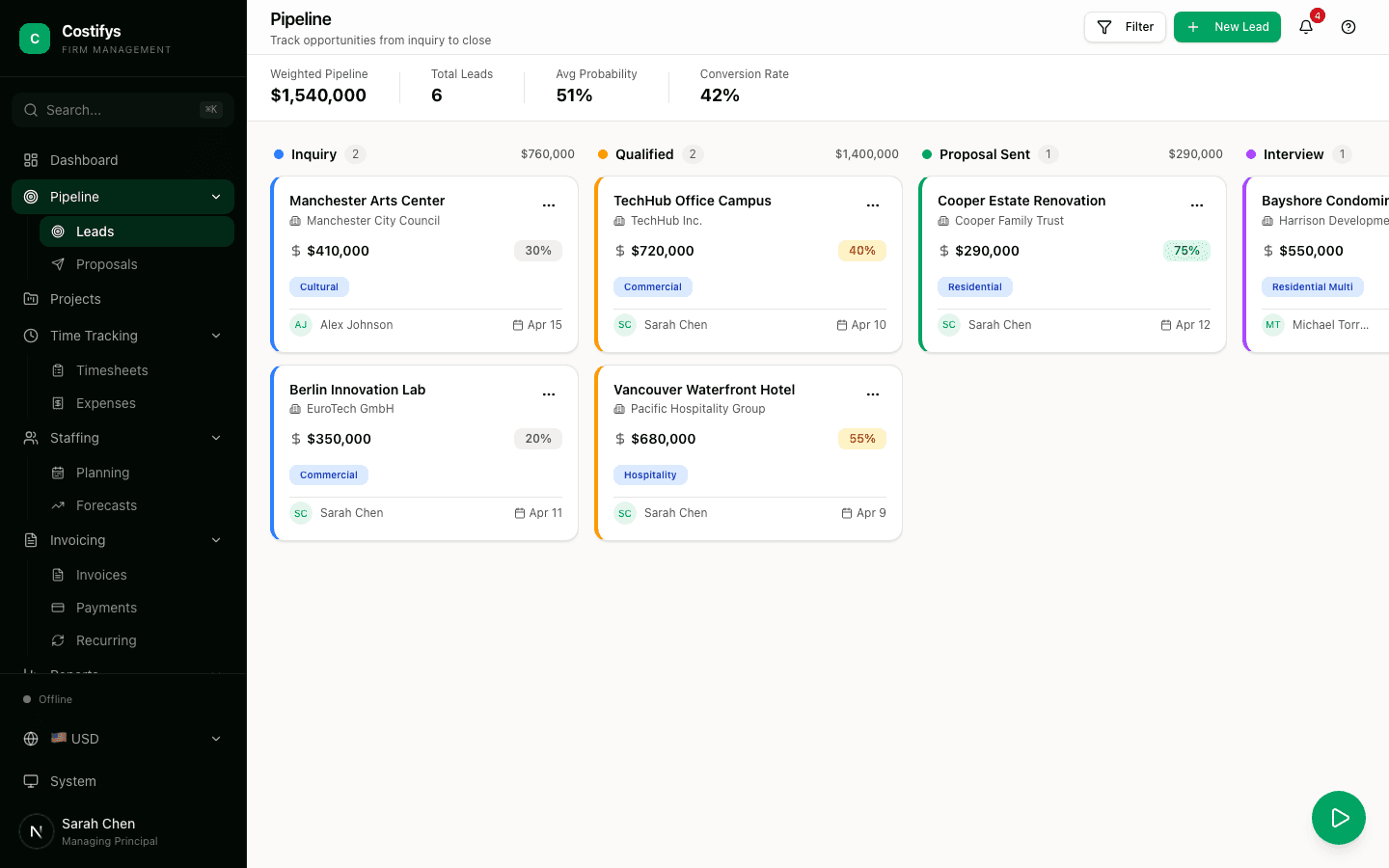 Pipeline Management - Costifys app screenshot