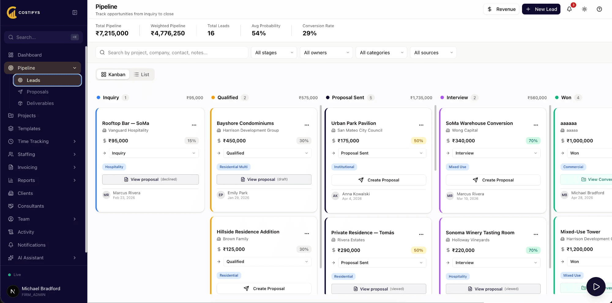 Pipeline Management - Costifys app screenshot